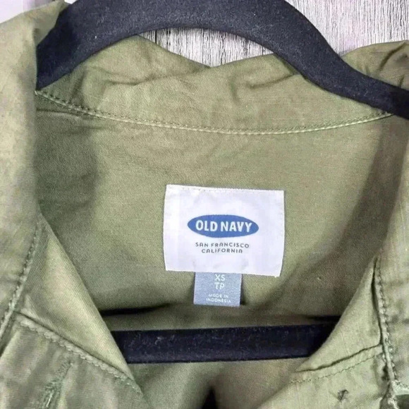 Old Navy Utility Shirt XS Embroidered Olive Green - Picture 3 of 8